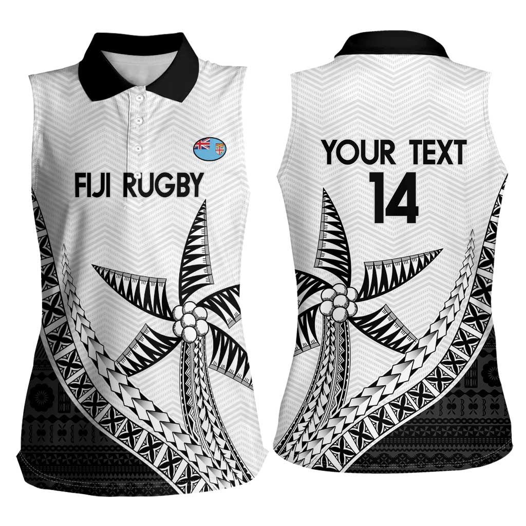 Custom Fiji Rugby Women Sleeveless Polo Shirt Go Champions Fijian Tapa Cloth