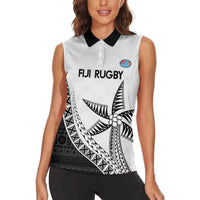Custom Fiji Rugby Women Sleeveless Polo Shirt Go Champions Fijian Tapa Cloth