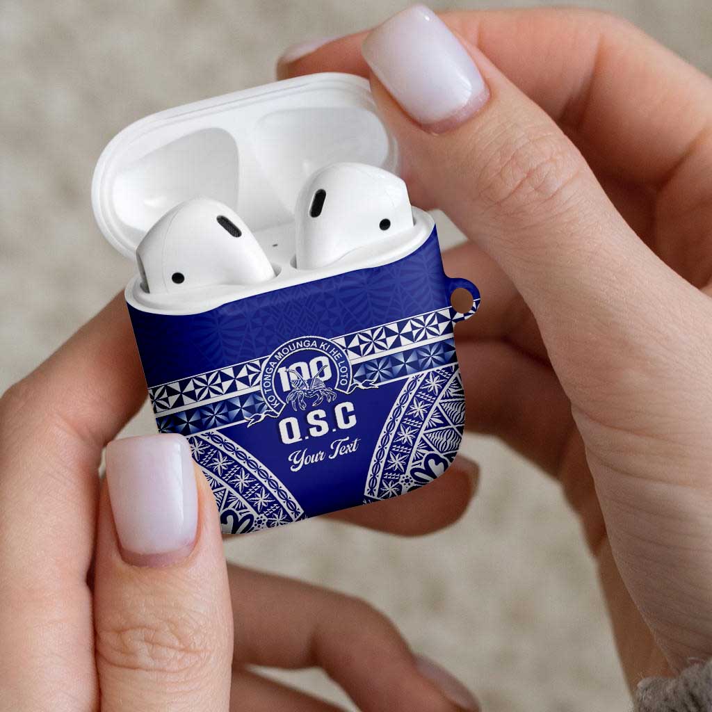 Personalised Queen Salote College AirPods Case Kolisi Fefine 100th Anniversary Kupesi Blue - Polynesian Pride