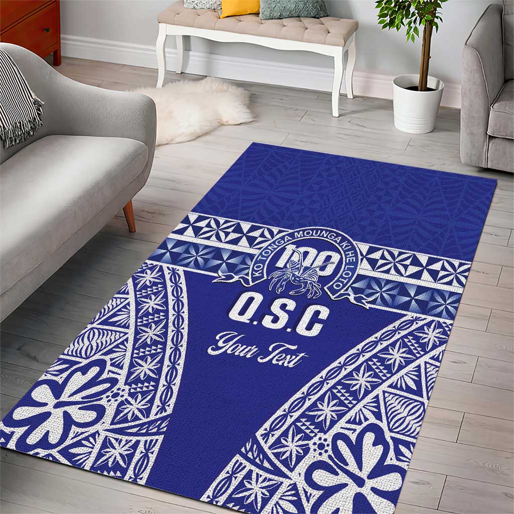 Personalised Queen Salote College Area Rug Kolisi Fefine 100th Anniversary Kupesi Blue - Polynesian Pride