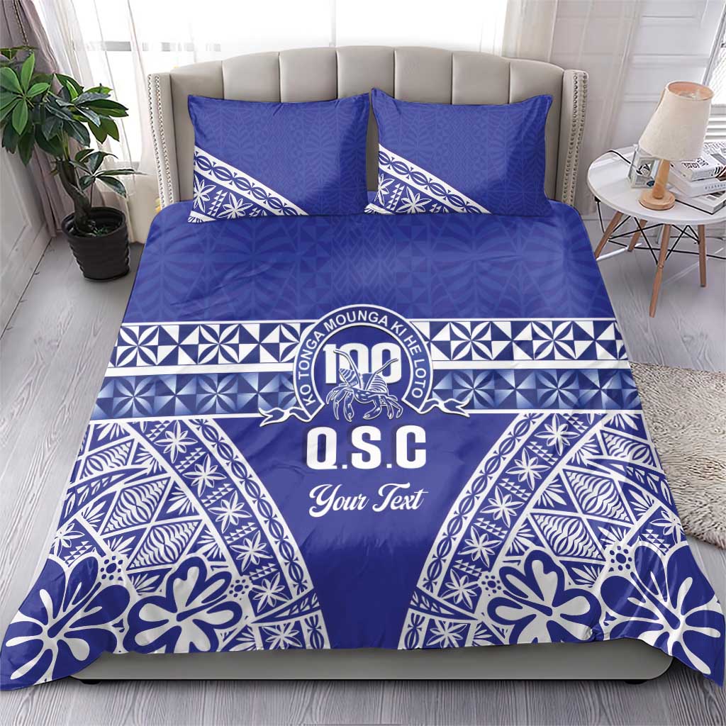 Personalised Queen Salote College Bedding Set Kolisi Fefine 100th Anniversary Kupesi Blue - Polynesian Pride
