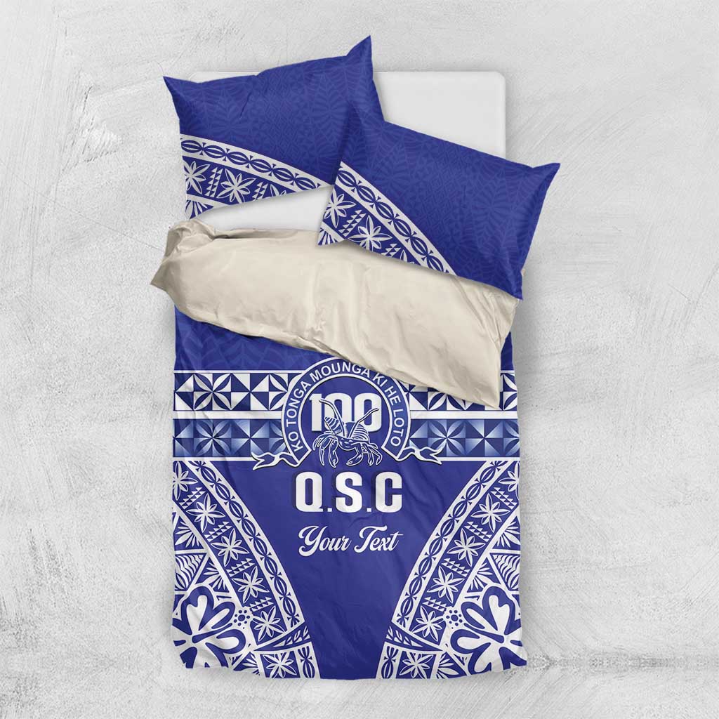Personalised Queen Salote College Bedding Set Kolisi Fefine 100th Anniversary Kupesi Blue - Polynesian Pride