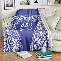 Personalised Queen Salote College Blanket Kolisi Fefine 100th Anniversary Kupesi Blue - Polynesian Pride