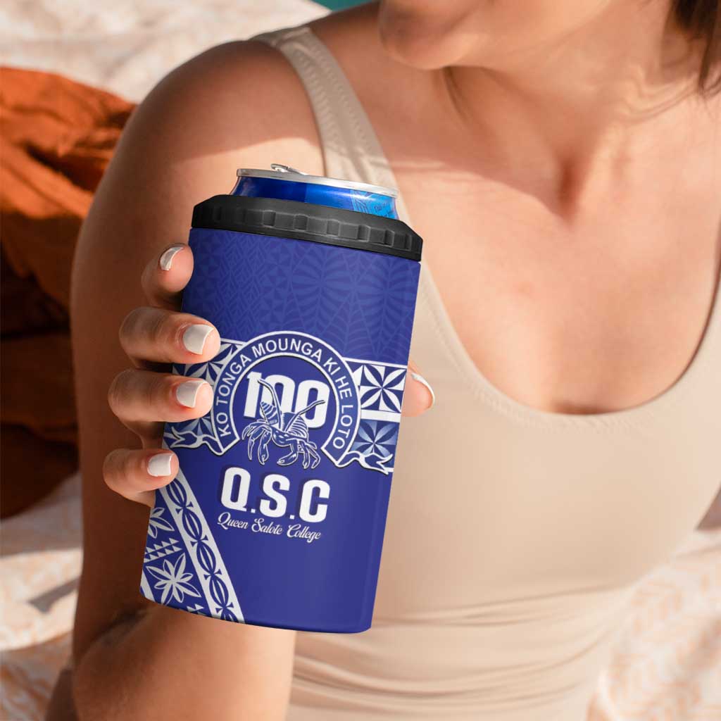 Personalised Queen Salote College 4 in 1 Can Cooler Tumbler Kolisi Fefine 100th Anniversary Kupesi Blue - Polynesian Pride