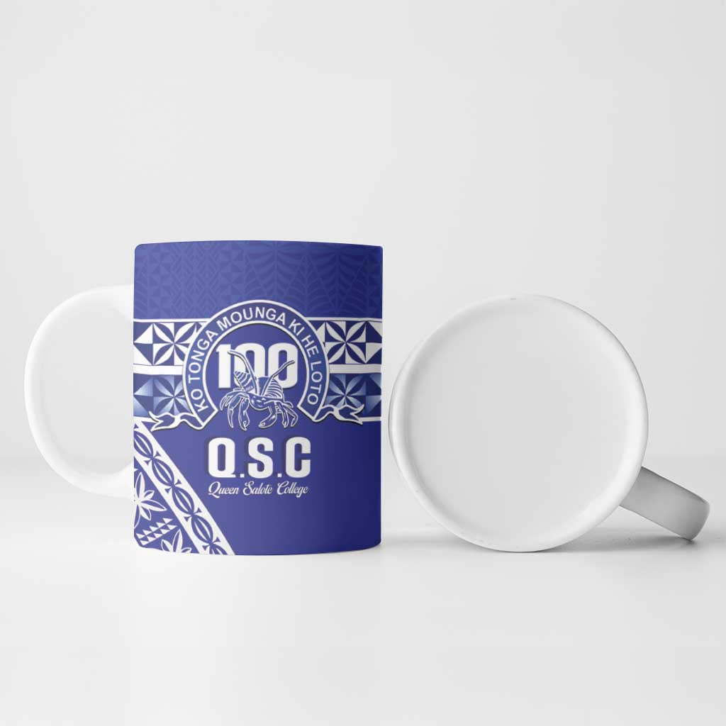 Personalised Queen Salote College Ceramic Mug Kolisi Fefine 100th Anniversary Kupesi Blue - Polynesian Pride
