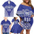Personalised Queen Salote College Family Matching Off Shoulder Short Dress and Hawaiian Shirt Kolisi Fefine 100th Anniversary Kupesi Blue - Polynesian Pride