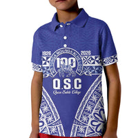 Personalised Queen Salote College Kid Polo Shirt Kolisi Fefine 100th Anniversary Kupesi Blue - Polynesian Pride