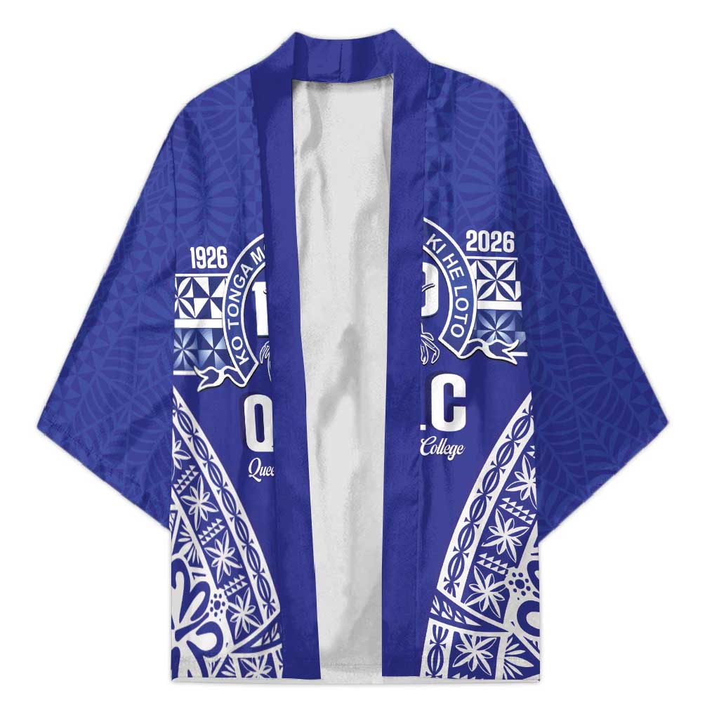 Personalised Queen Salote College Kimono Kolisi Fefine 100th Anniversary Kupesi Blue - Polynesian Pride