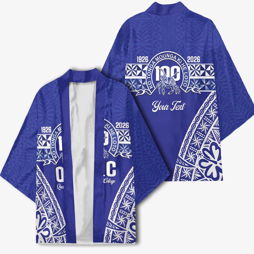 Personalised Queen Salote College Kimono Kolisi Fefine 100th Anniversary Kupesi Blue - Polynesian Pride