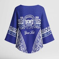 Personalised Queen Salote College Kimono Sleeve Blouse Kolisi Fefine 100th Anniversary Kupesi Blue - Polynesian Pride