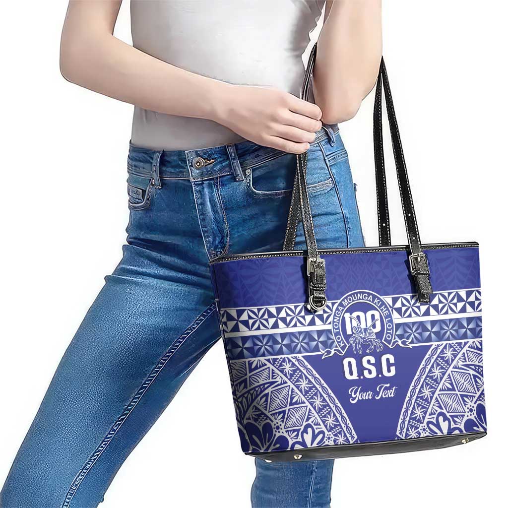 Personalised Queen Salote College Leather Tote Bag Kolisi Fefine 100th Anniversary Kupesi Blue - Polynesian Pride