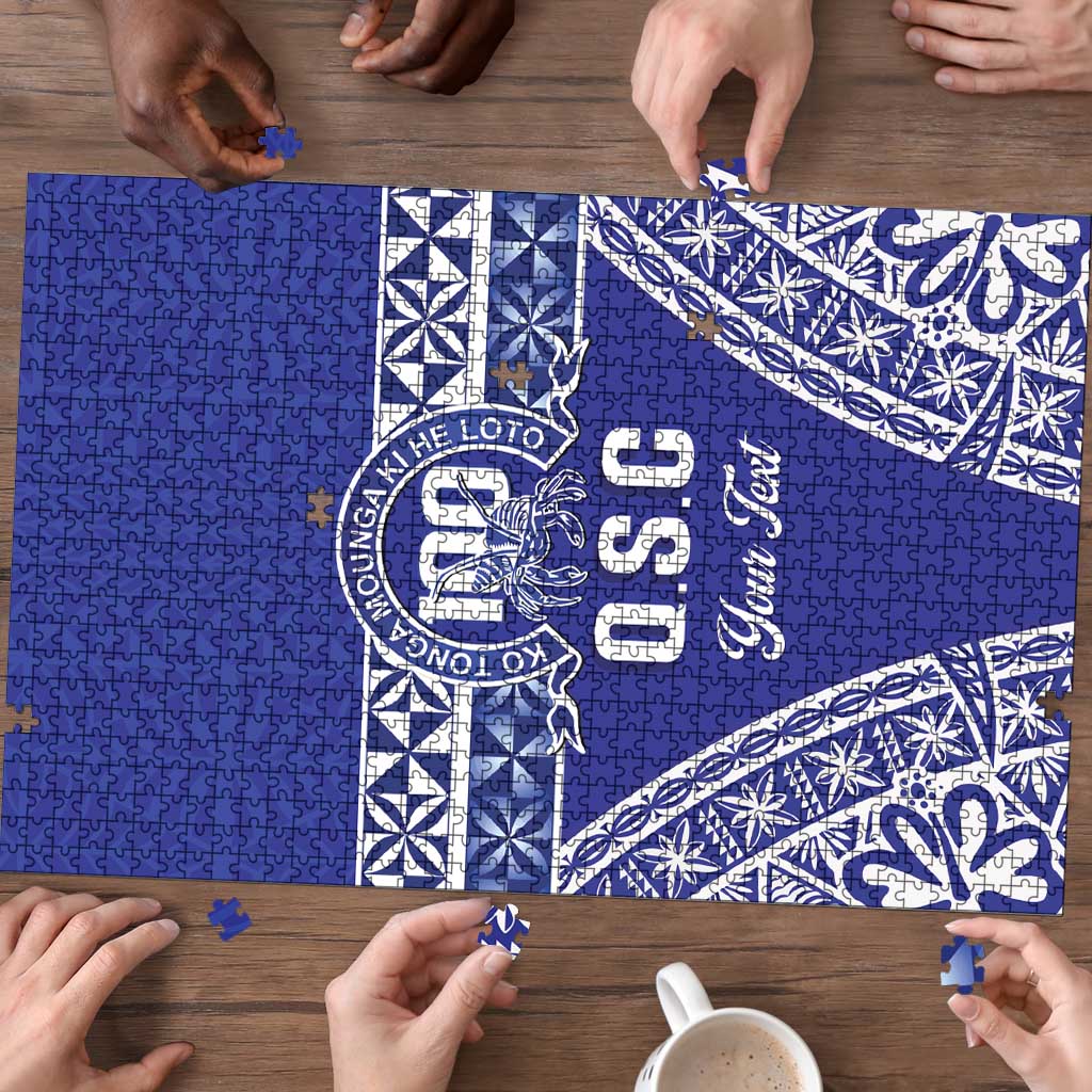 Personalised Queen Salote College Puzzle Kolisi Fefine 100th Anniversary Kupesi Blue - Polynesian Pride