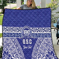 Personalised Queen Salote College Quilt Kolisi Fefine 100th Anniversary Kupesi Blue - Polynesian Pride