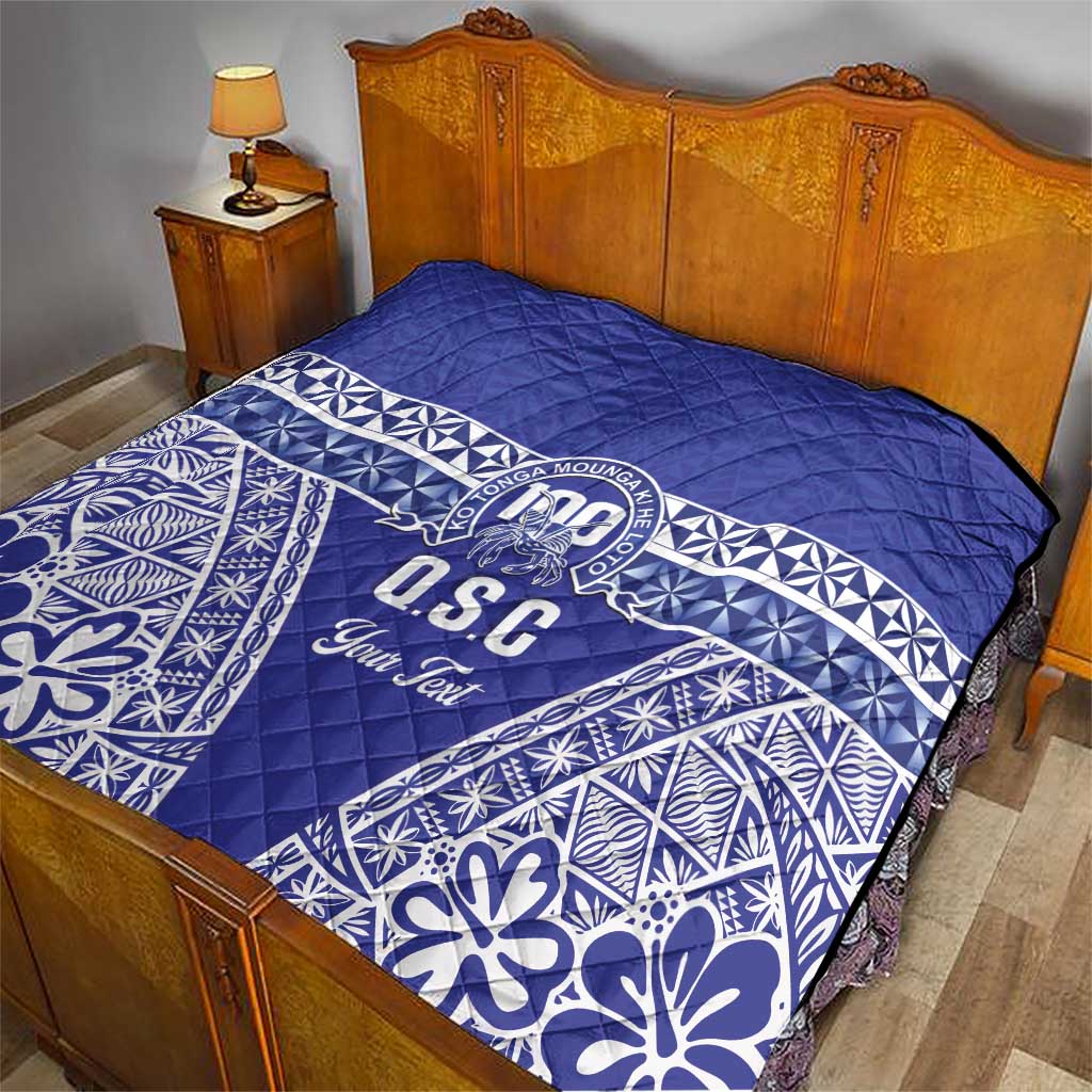 Personalised Queen Salote College Quilt Kolisi Fefine 100th Anniversary Kupesi Blue - Polynesian Pride