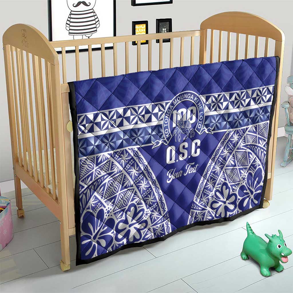 Personalised Queen Salote College Quilt Kolisi Fefine 100th Anniversary Kupesi Blue - Polynesian Pride