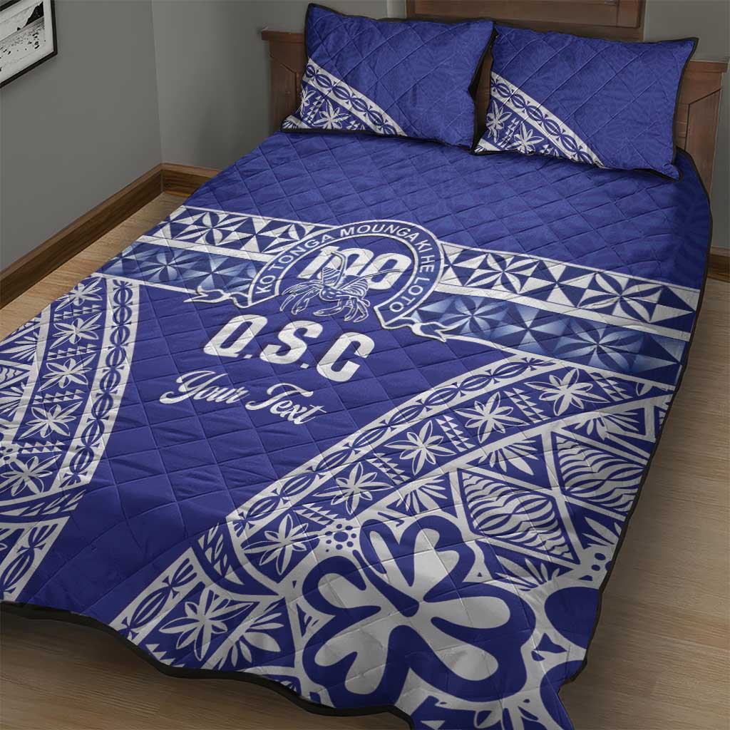 Personalised Queen Salote College Quilt Bed Set Kolisi Fefine 100th Anniversary Kupesi Blue - Polynesian Pride