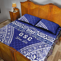 Personalised Queen Salote College Quilt Bed Set Kolisi Fefine 100th Anniversary Kupesi Blue - Polynesian Pride