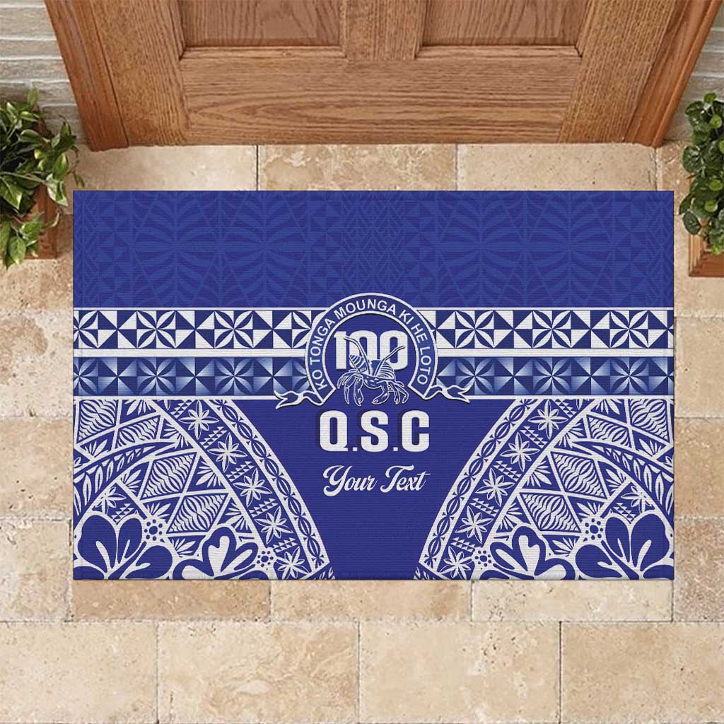 Personalised Queen Salote College Rubber Doormat Kolisi Fefine 100th Anniversary Kupesi Blue - Polynesian Pride