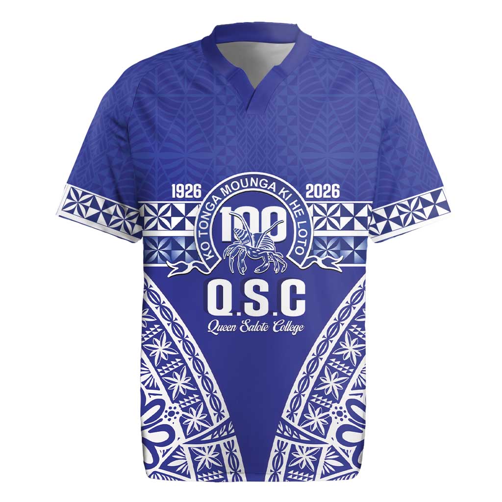 Personalised Queen Salote College Rugby Jersey Kolisi Fefine 100th Anniversary Kupesi Blue - Polynesian Pride