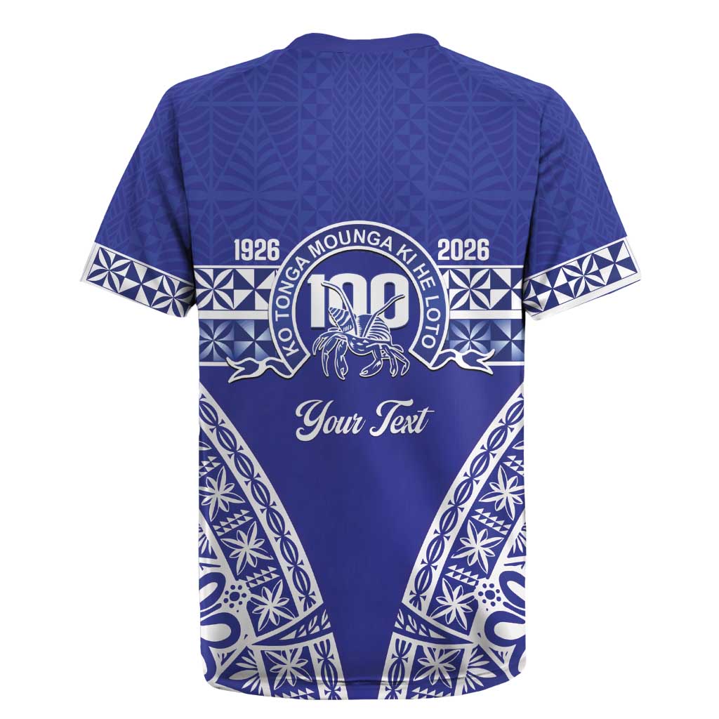 Personalised Queen Salote College Rugby Jersey Kolisi Fefine 100th Anniversary Kupesi Blue - Polynesian Pride