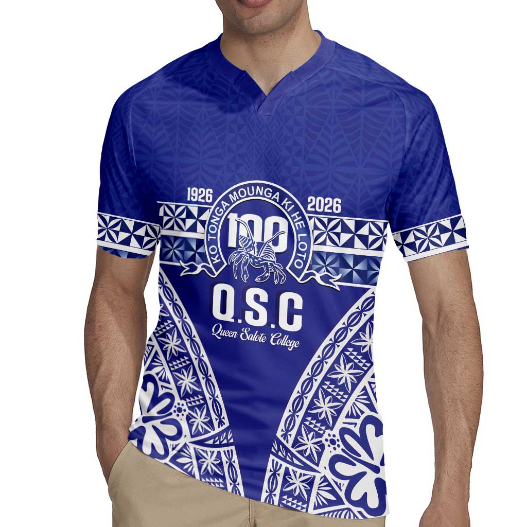 Personalised Queen Salote College Rugby Jersey Kolisi Fefine 100th Anniversary Kupesi Blue - Polynesian Pride