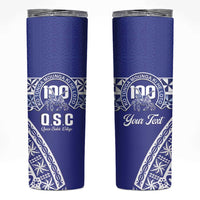 Personalised Queen Salote College Skinny Tumbler Kolisi Fefine 100th Anniversary Kupesi Blue - Polynesian Pride