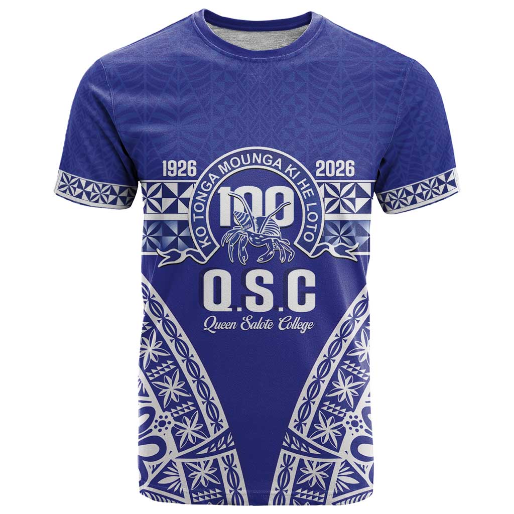 Personalised Queen Salote College T Shirt Kolisi Fefine 100th Anniversary Kupesi Blue - Polynesian Pride