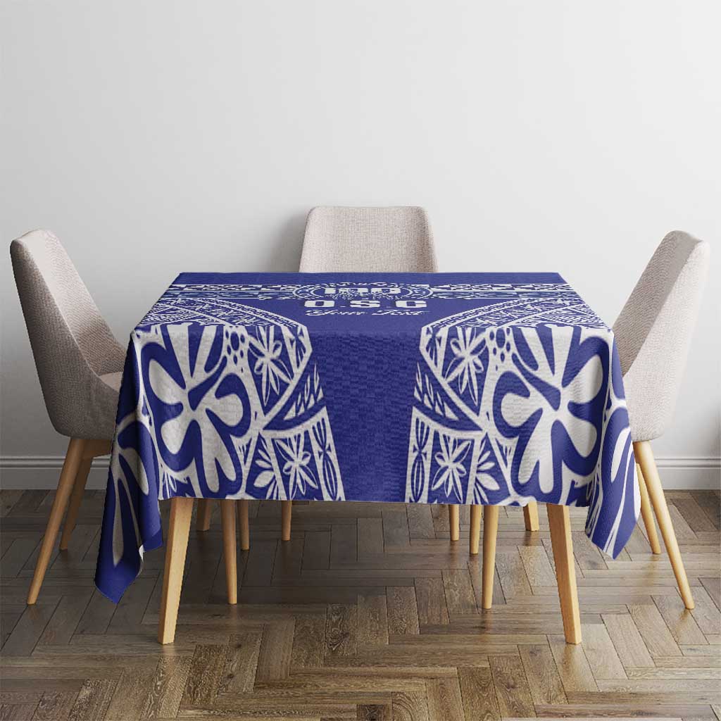Personalised Queen Salote College Tablecloth Kolisi Fefine 100th Anniversary Kupesi Blue - Polynesian Pride
