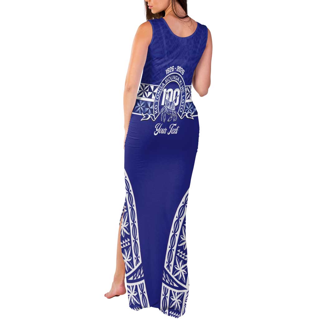 Personalised Queen Salote College Tank Maxi Dress Kolisi Fefine 100th Anniversary Kupesi Blue - Polynesian Pride