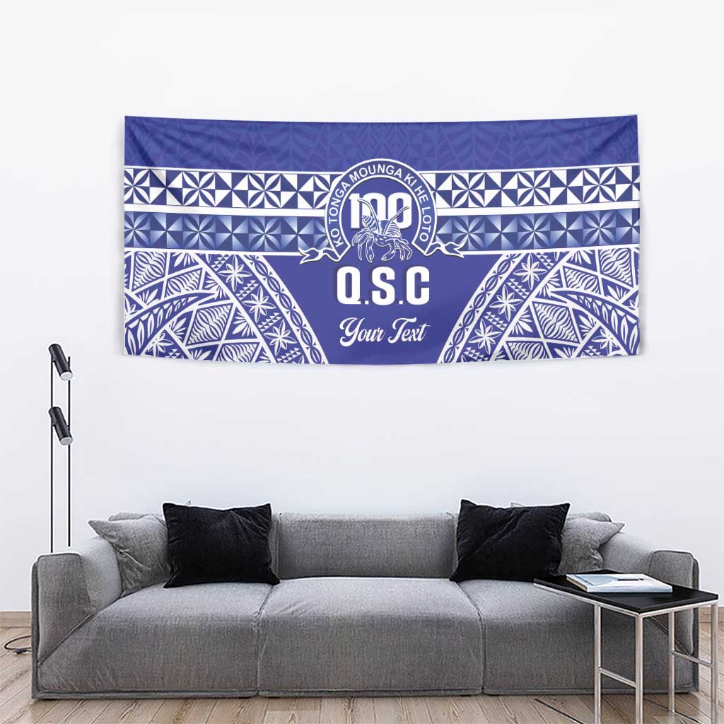 Personalised Queen Salote College Tapestry Kolisi Fefine 100th Anniversary Kupesi Blue - Polynesian Pride