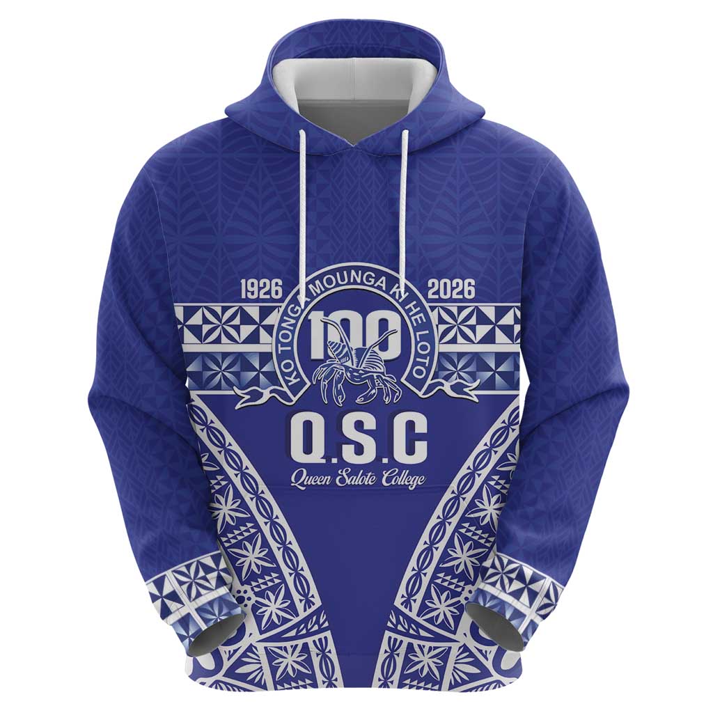 Personalised Queen Salote College Zip Hoodie Kolisi Fefine 100th Anniversary Kupesi Blue - Polynesian Pride