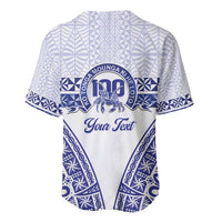 Personalised Queen Salote College Baseball Jersey Kolisi Fefine 100th Anniversary Kupesi White - Polynesian Pride