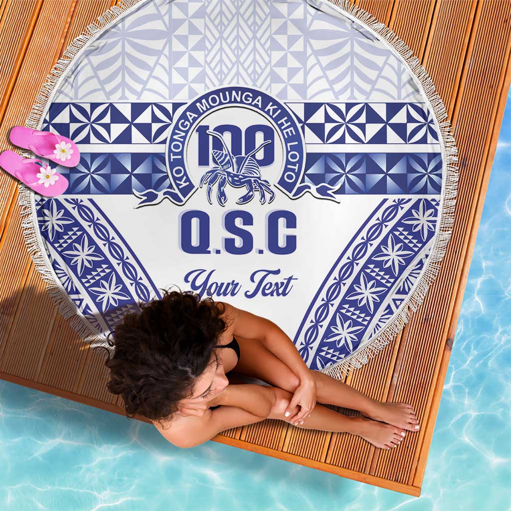 Personalised Queen Salote College Beach Blanket Kolisi Fefine 100th Anniversary Kupesi White - Polynesian Pride