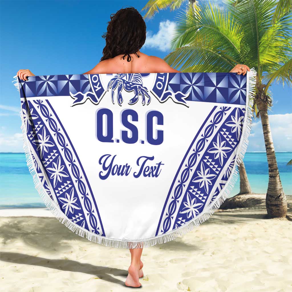Personalised Queen Salote College Beach Blanket Kolisi Fefine 100th Anniversary Kupesi White - Polynesian Pride