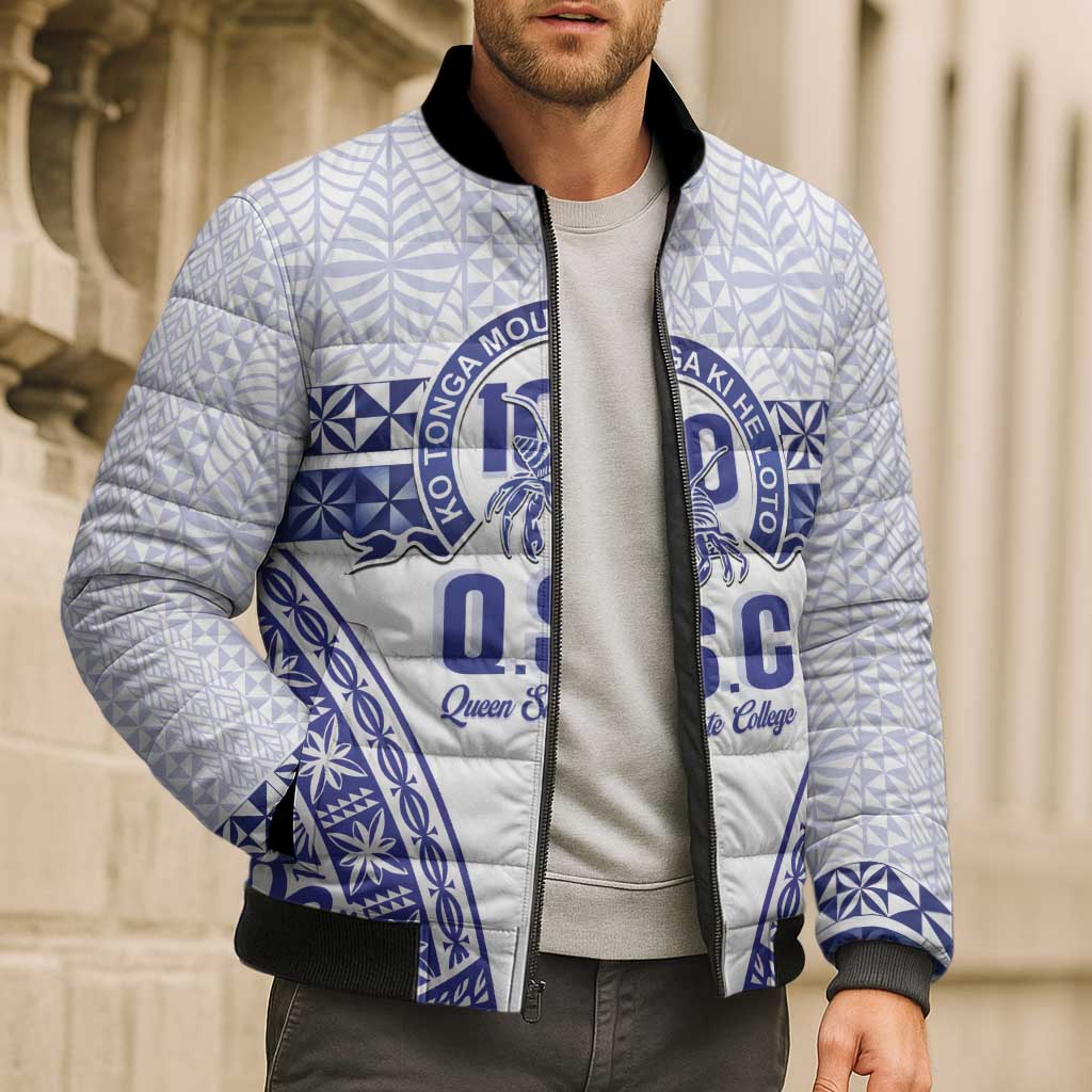 Personalised Queen Salote College Bomber Puffer Jacket Kolisi Fefine 100th Anniversary Kupesi White - Polynesian Pride