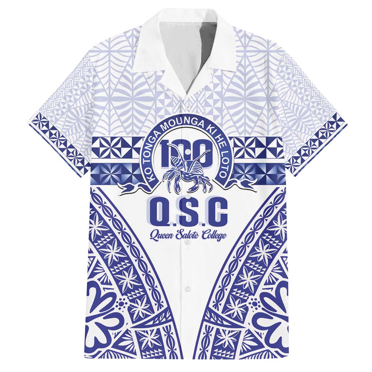 Personalised Queen Salote College Family Matching Off The Shoulder Long Sleeve Dress and Hawaiian Shirt Kolisi Fefine 100th Anniversary Kupesi White - Polynesian Pride