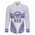 Personalised Queen Salote College Family Matching Off The Shoulder Long Sleeve Dress and Hawaiian Shirt Kolisi Fefine 100th Anniversary Kupesi White - Polynesian Pride