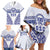 Personalised Queen Salote College Family Matching Off Shoulder Short Dress and Hawaiian Shirt Kolisi Fefine 100th Anniversary Kupesi White - Polynesian Pride