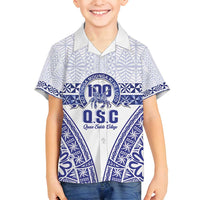 Personalised Queen Salote College Family Matching Off Shoulder Short Dress and Hawaiian Shirt Kolisi Fefine 100th Anniversary Kupesi White - Polynesian Pride