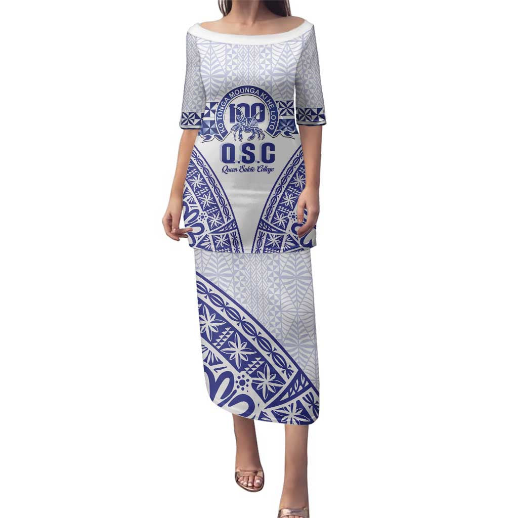 Personalised Queen Salote College Family Matching Puletasi and Hawaiian Shirt Kolisi Fefine 100th Anniversary Kupesi White - Polynesian Pride