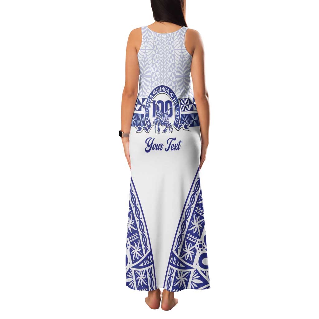 Personalised Queen Salote College Family Matching Tank Maxi Dress and Hawaiian Shirt Kolisi Fefine 100th Anniversary Kupesi White - Polynesian Pride
