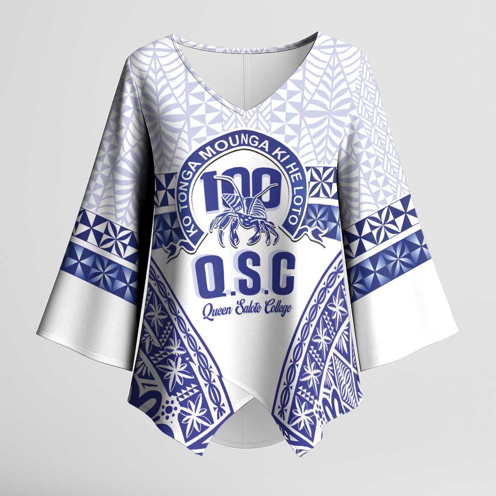 Personalised Queen Salote College Kimono Sleeve Blouse Kolisi Fefine 100th Anniversary Kupesi White - Polynesian Pride