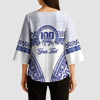 Personalised Queen Salote College Kimono Sleeve Blouse Kolisi Fefine 100th Anniversary Kupesi White - Polynesian Pride