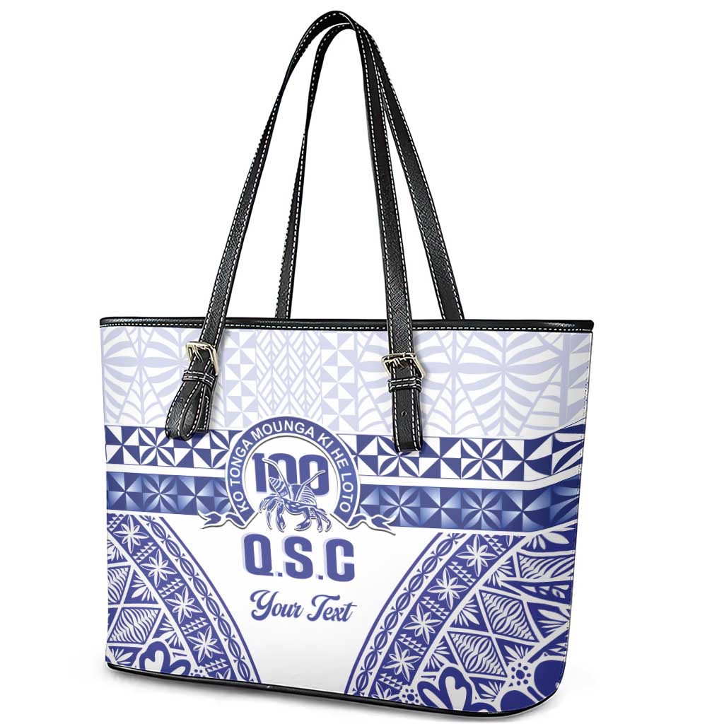 Personalised Queen Salote College Leather Tote Bag Kolisi Fefine 100th Anniversary Kupesi White - Polynesian Pride