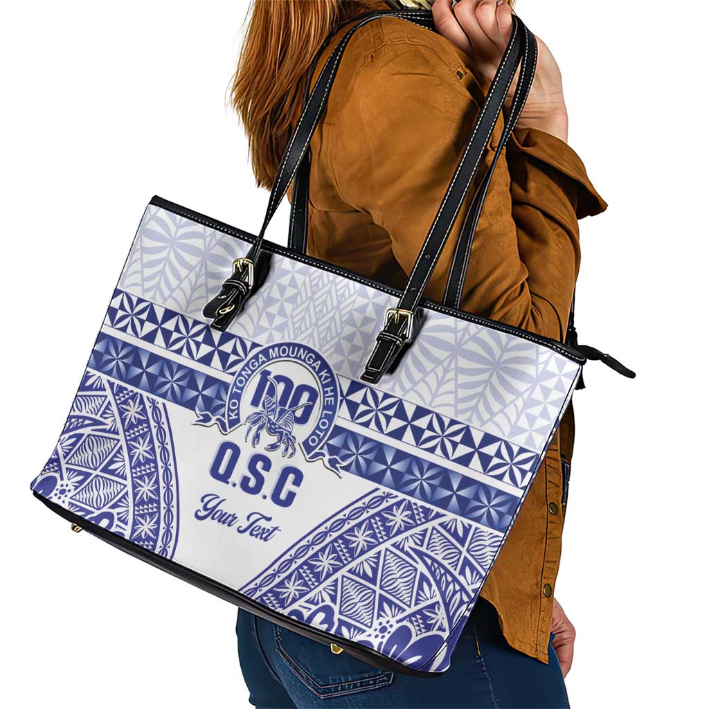 Personalised Queen Salote College Leather Tote Bag Kolisi Fefine 100th Anniversary Kupesi White - Polynesian Pride