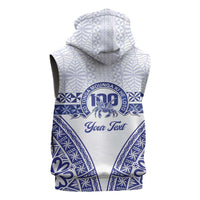 Personalised Queen Salote College Sleeveless Hoodie Kolisi Fefine 100th Anniversary Kupesi White - Polynesian Pride