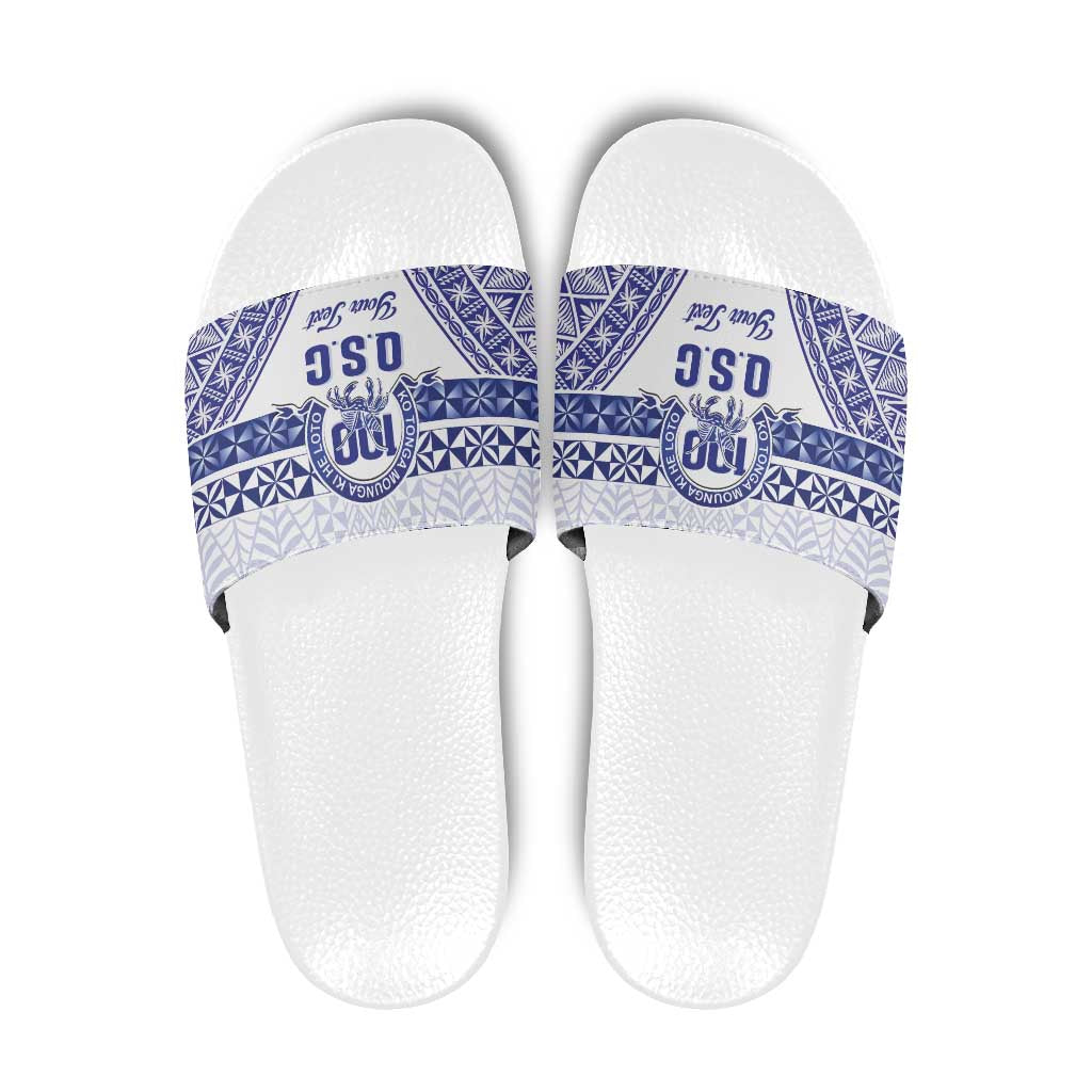 Personalised Queen Salote College Slide Sandals Kolisi Fefine 100th Anniversary Kupesi White - Polynesian Pride