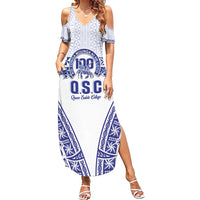 Personalised Queen Salote College Summer Maxi Dress Kolisi Fefine 100th Anniversary Kupesi White - Polynesian Pride