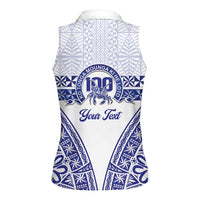 Personalised Queen Salote College Women Sleeveless Polo Shirt Kolisi Fefine 100th Anniversary Kupesi White - Polynesian Pride