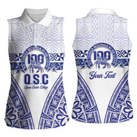 Personalised Queen Salote College Women Sleeveless Polo Shirt Kolisi Fefine 100th Anniversary Kupesi White - Polynesian Pride